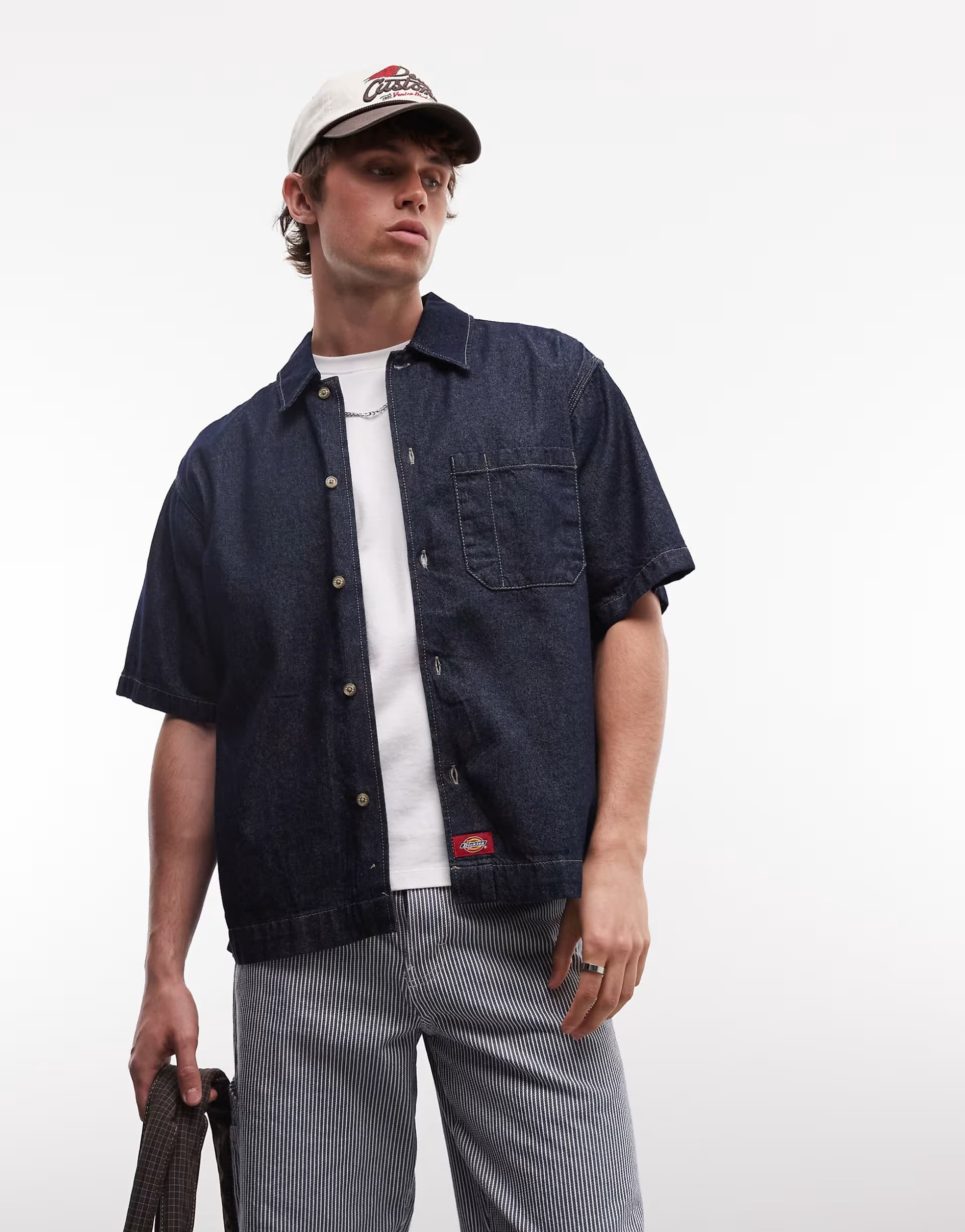 ASOS Dickies short sleeve denim shirt in rinsed blue