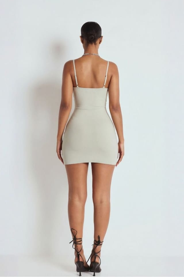 LEMONLUNAR LEMONLUNAR Women's Malena Bandage Mini Dress in Beige - 3