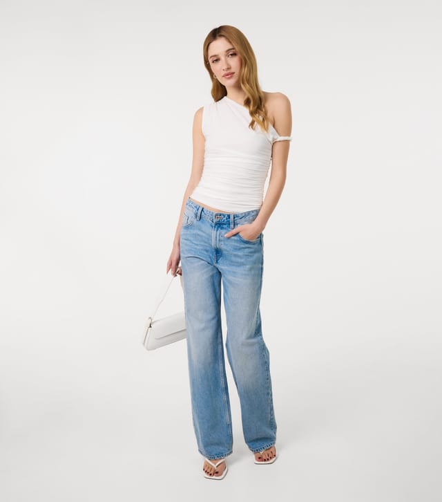 Pink Vanilla Women's Off White Asymmetric Twisted Strap Top Pink Vanilla New Look - 2
