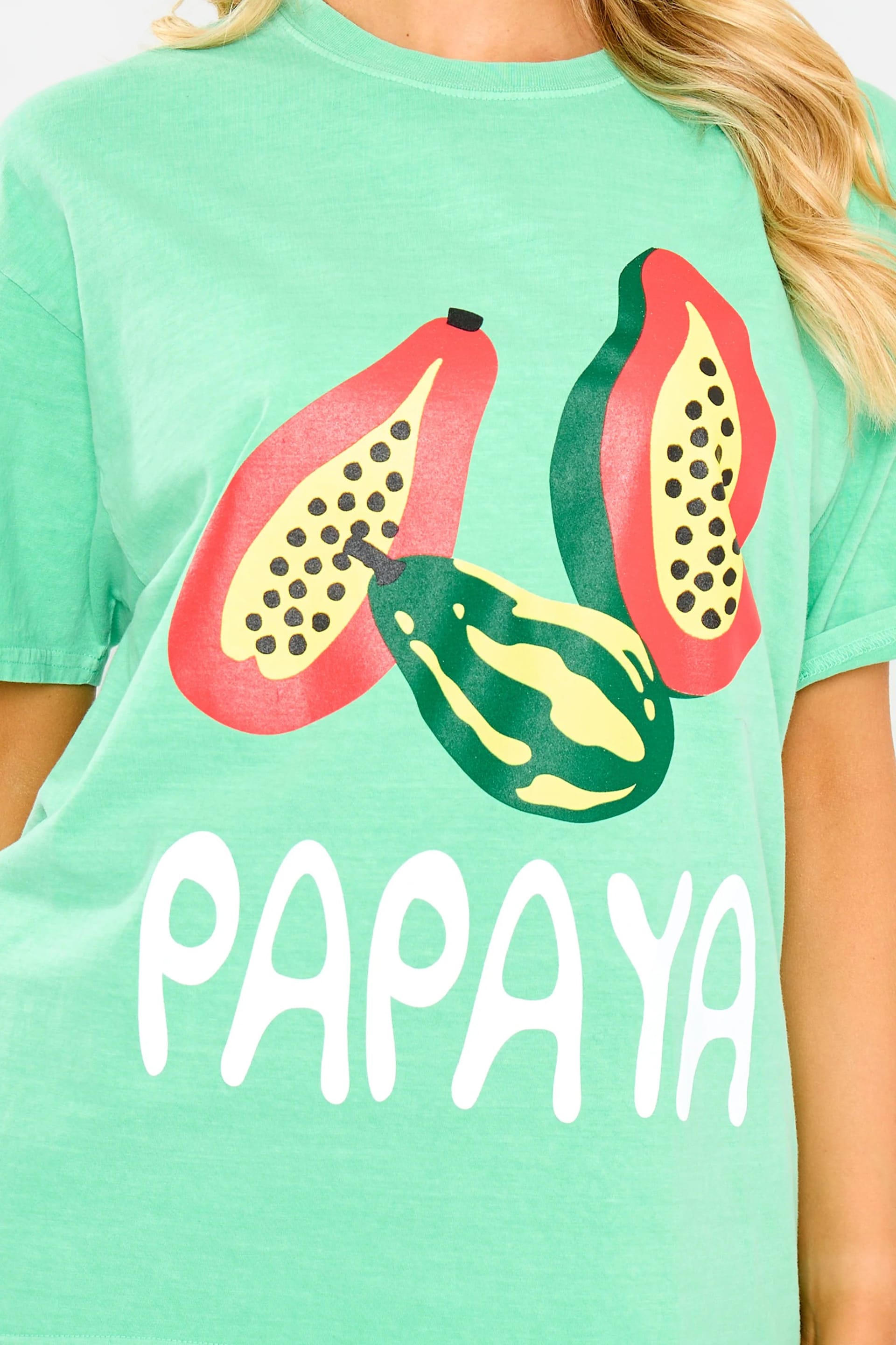 Kaiia Kaiia Papaya Graphic Oversized T-shirt Green - 4