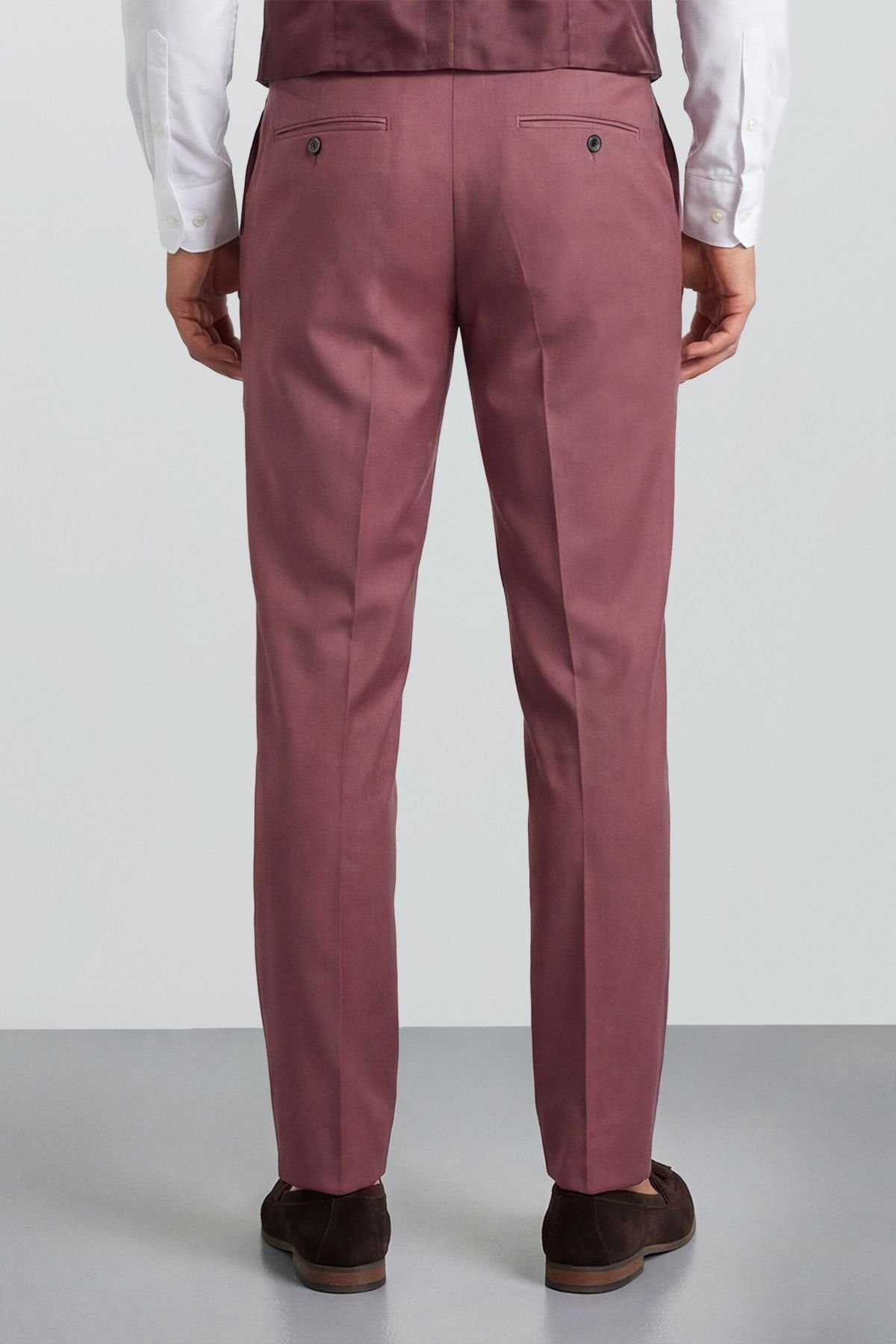Burton Burton Men's Dark Pink Slim Fit Suit Trousers - 3