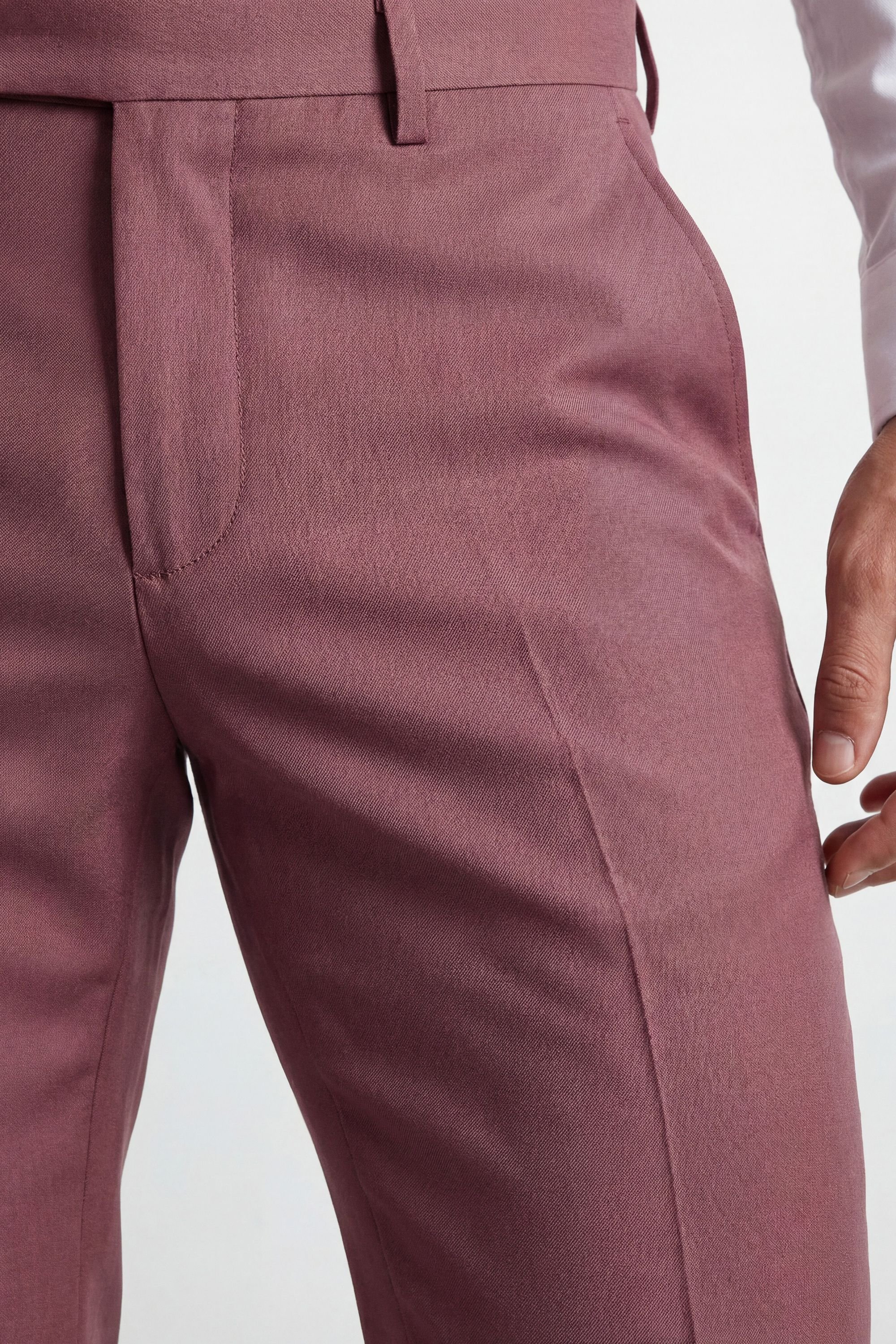 Burton Burton Men's Dark Pink Slim Fit Suit Trousers - 4