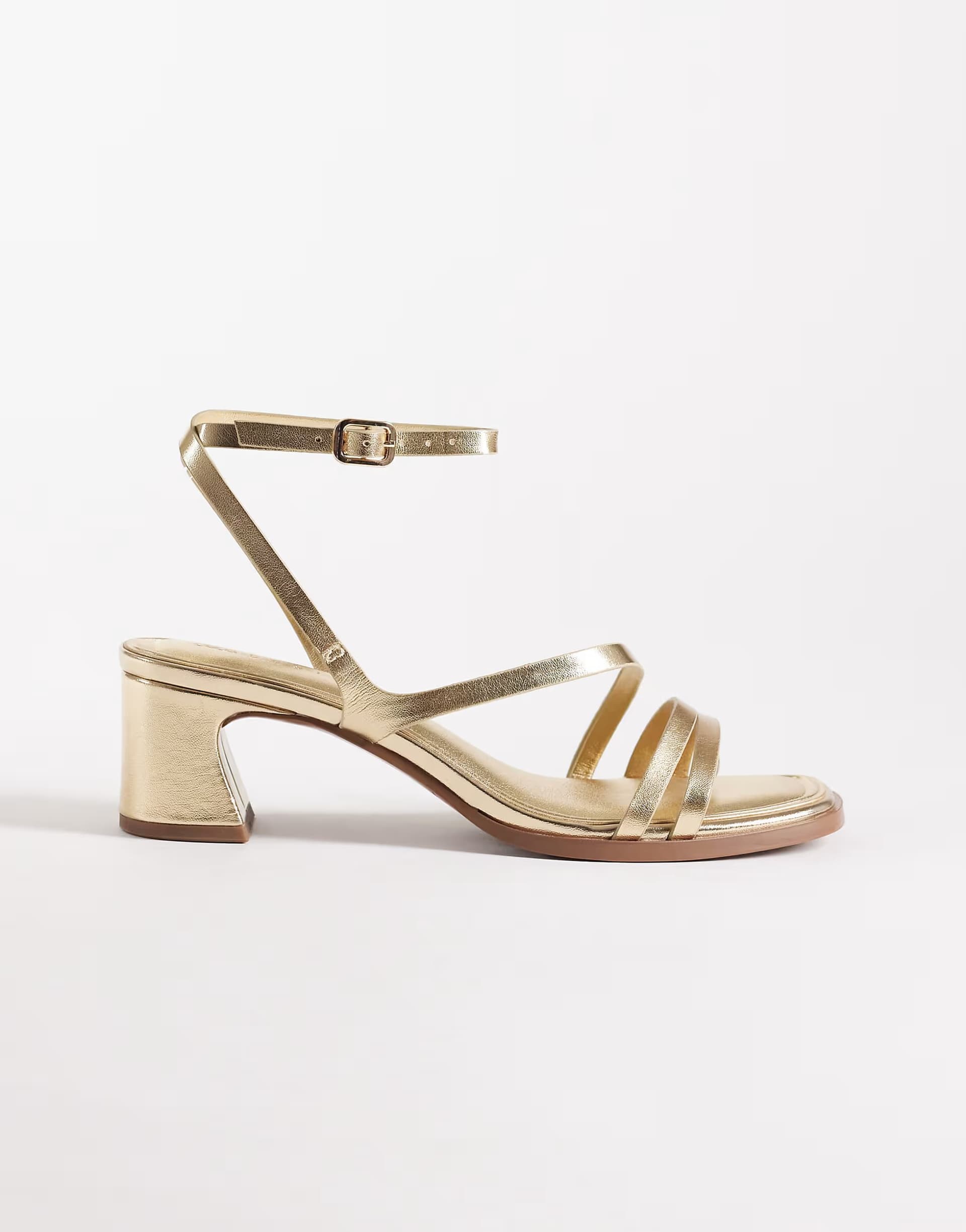 ASOS ASOS DESIGN Honeybee mid block heeled sandals in gold