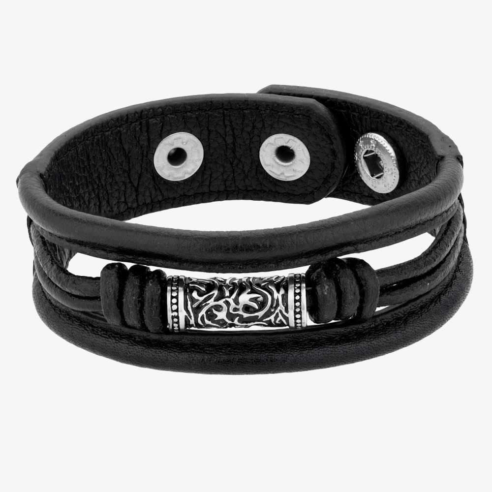 Bourne and Wilde Bourne and Wilde Men's Wide Black Leather Bracelet UR18-06