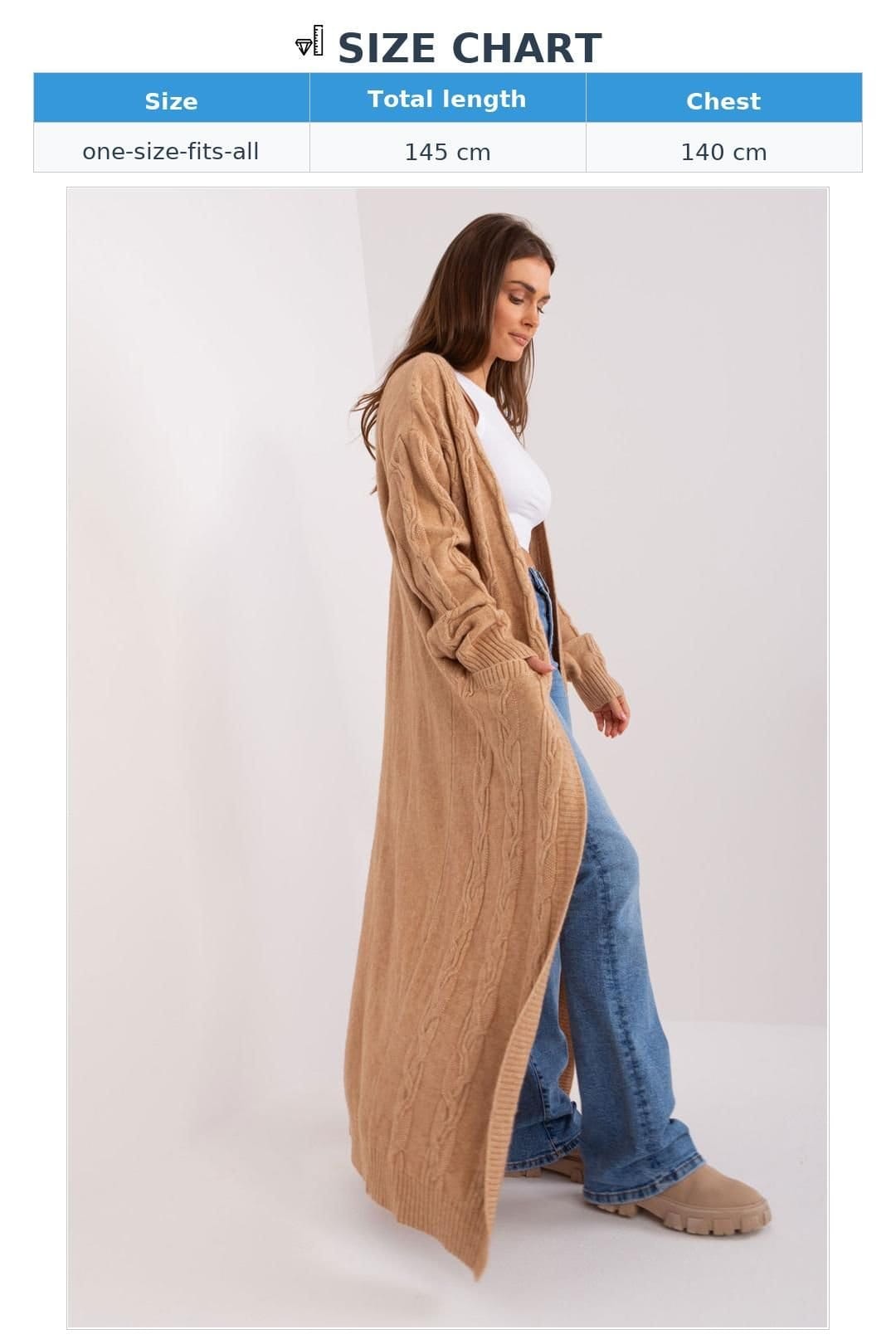 Love Lace Love Lace Women's Textured Acrylic Long Sleeve Cardigan in Brown - 4