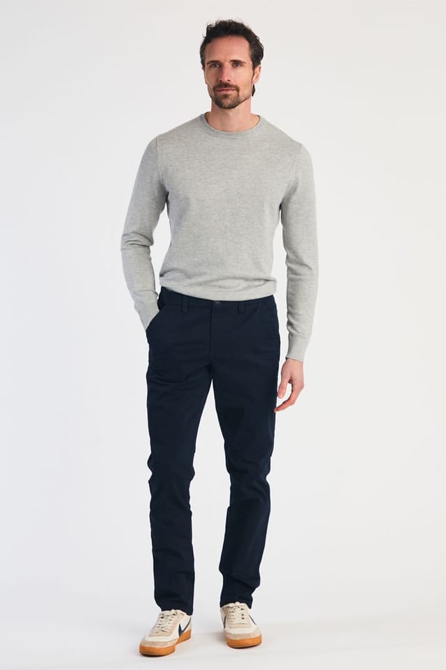 French Connection French Connection Men's Cotton Relaxed Fit Chino Trousers in Navy - 3
