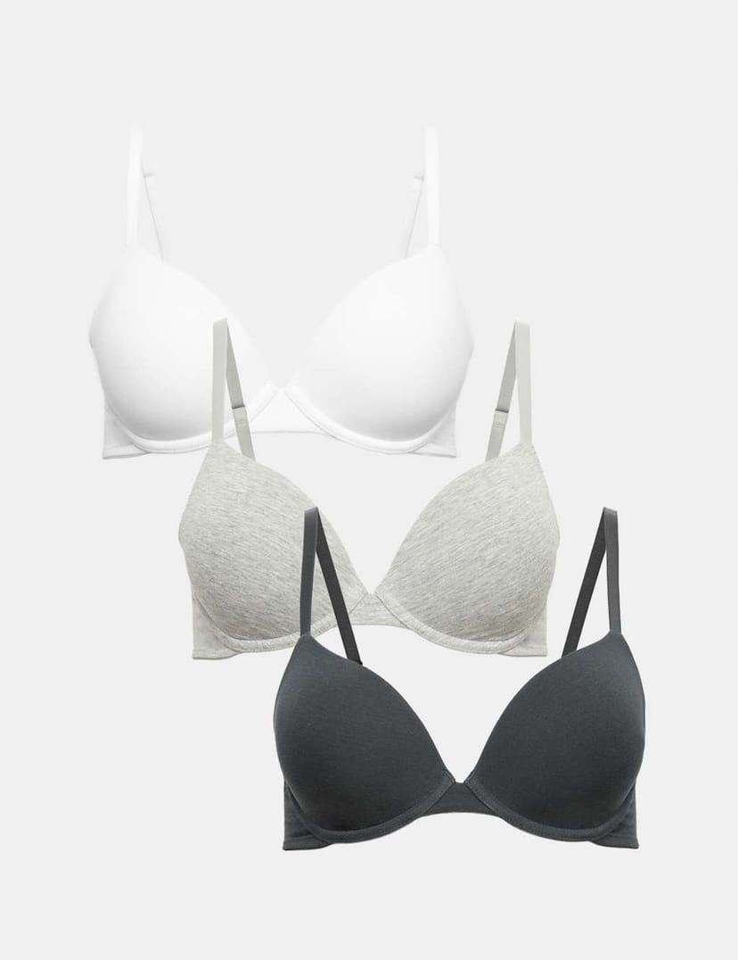 Marks & Spencer M&S 3pk Wired Plunge T-Shirt Bras A-E Dark Pewter - 1