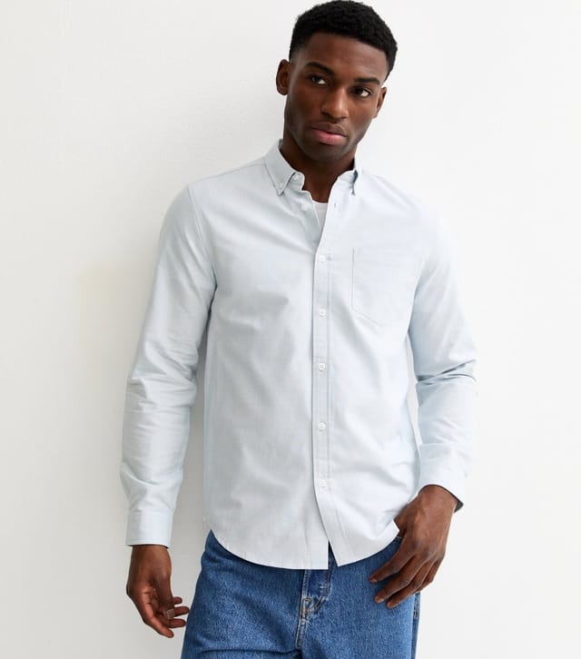 New Look Men's Light Blue Regular Oxford Shirt New Look - 2