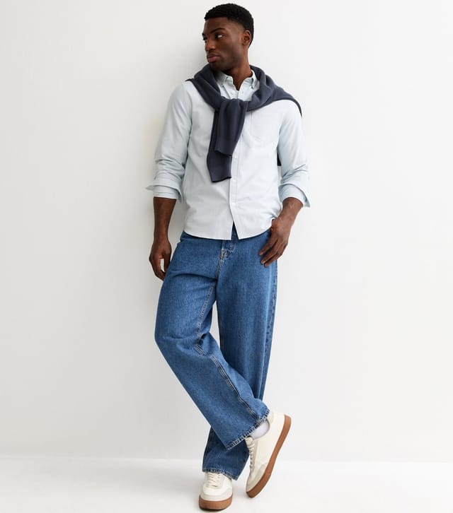 New Look Men's Light Blue Regular Oxford Shirt New Look - 3