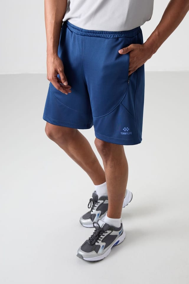 Tommy Life Tommy Life Men's Polyester Sweat Shorts in Cobalt - 2