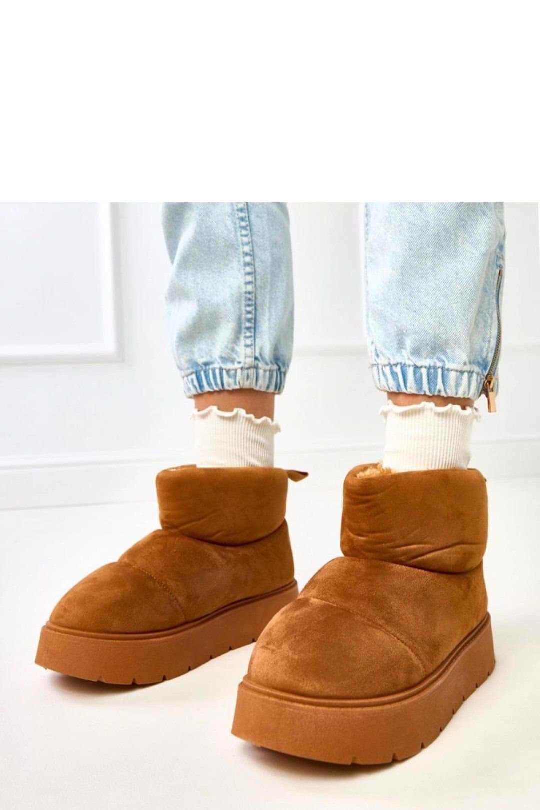 Love Lace Love Lace Women's Ankle Snow Boots Fur Lined Round Toe Low Platform Winter Comfort in Brown