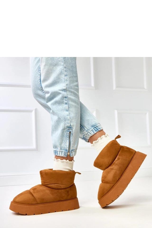 Love Lace Love Lace Women's Ankle Snow Boots Fur Lined Round Toe Low Platform Winter Comfort in Brown - 2