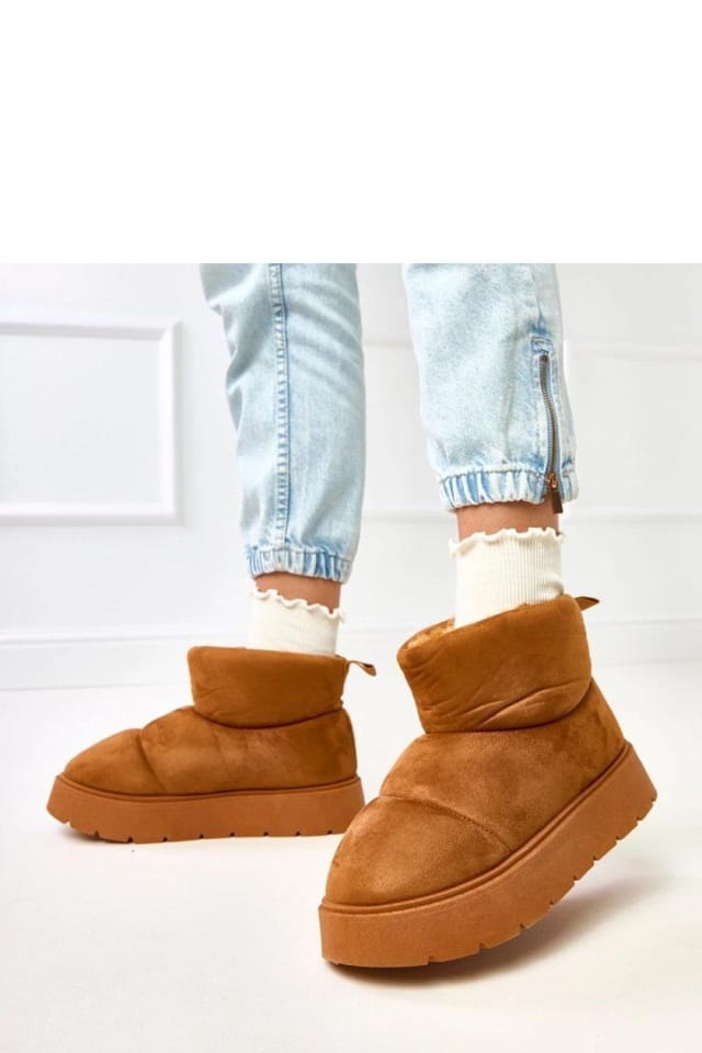 Love Lace Love Lace Women's Ankle Snow Boots Fur Lined Round Toe Low Platform Winter Comfort in Brown - 3