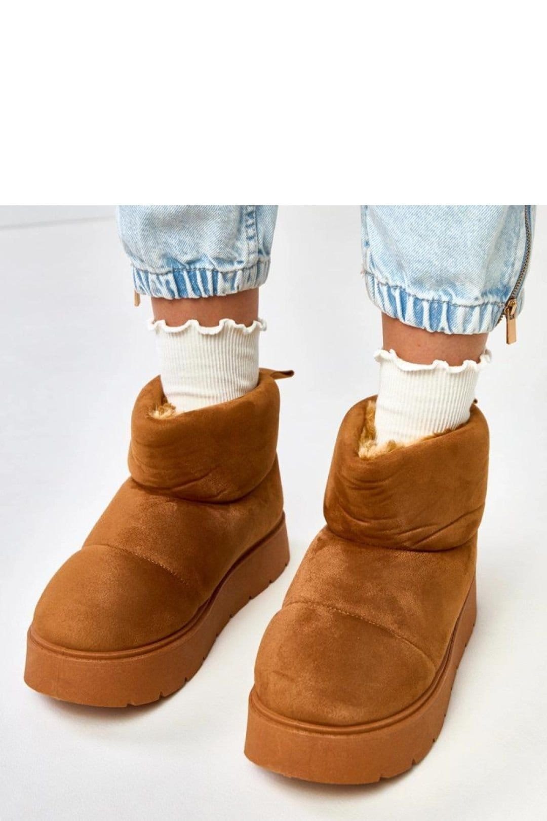 Love Lace Love Lace Women's Ankle Snow Boots Fur Lined Round Toe Low Platform Winter Comfort in Brown - 4