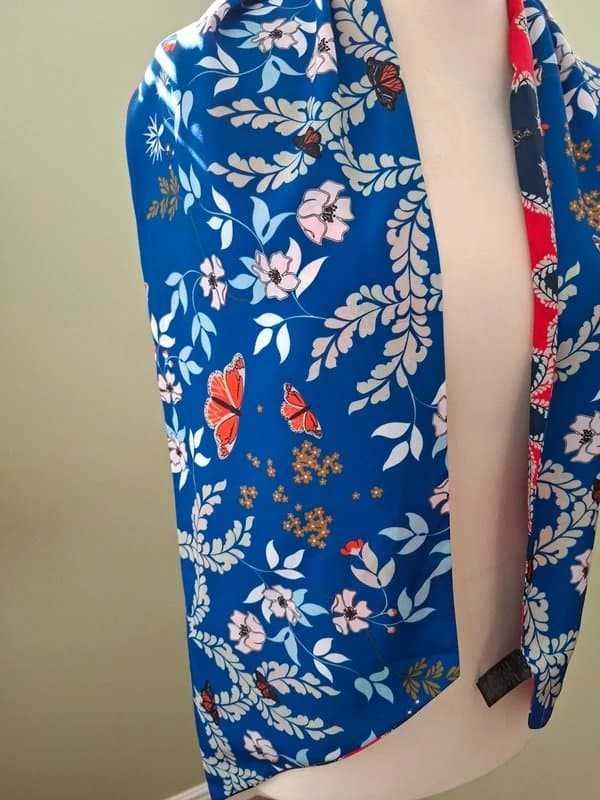 Ted Baker Ted Baker Kansiss Blue & Red Floral & Butterfly Double sided Scarf