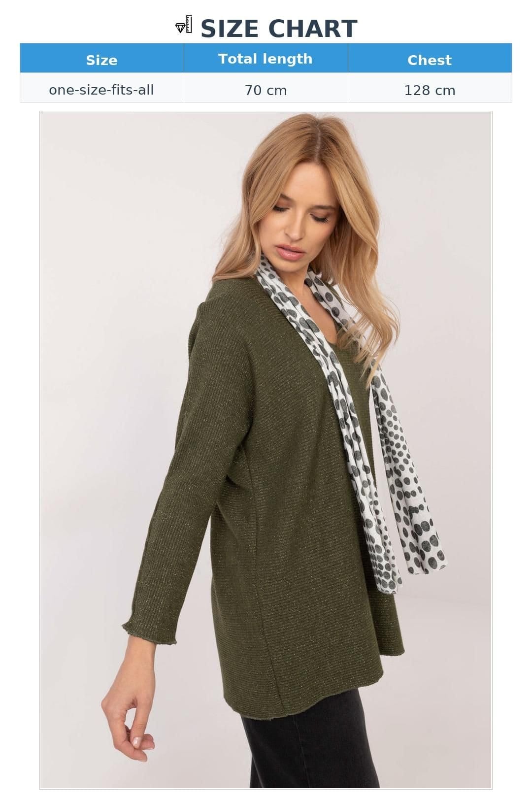 Love Lace Love Lace Women's Shimmer V Neck Knit Sweater With Scarf in Green - 4