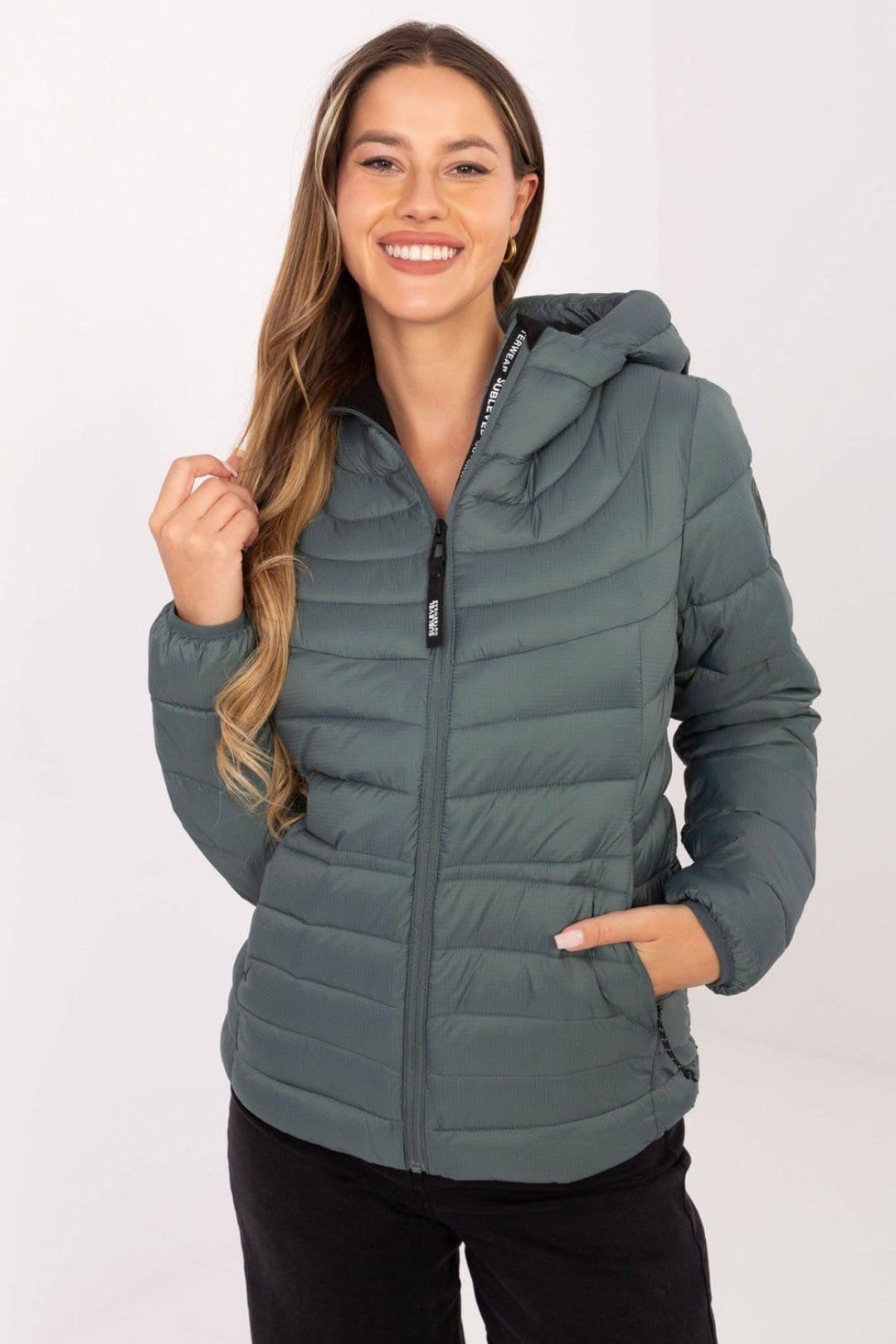 Love Lace Green Quilted Hooded Jacket