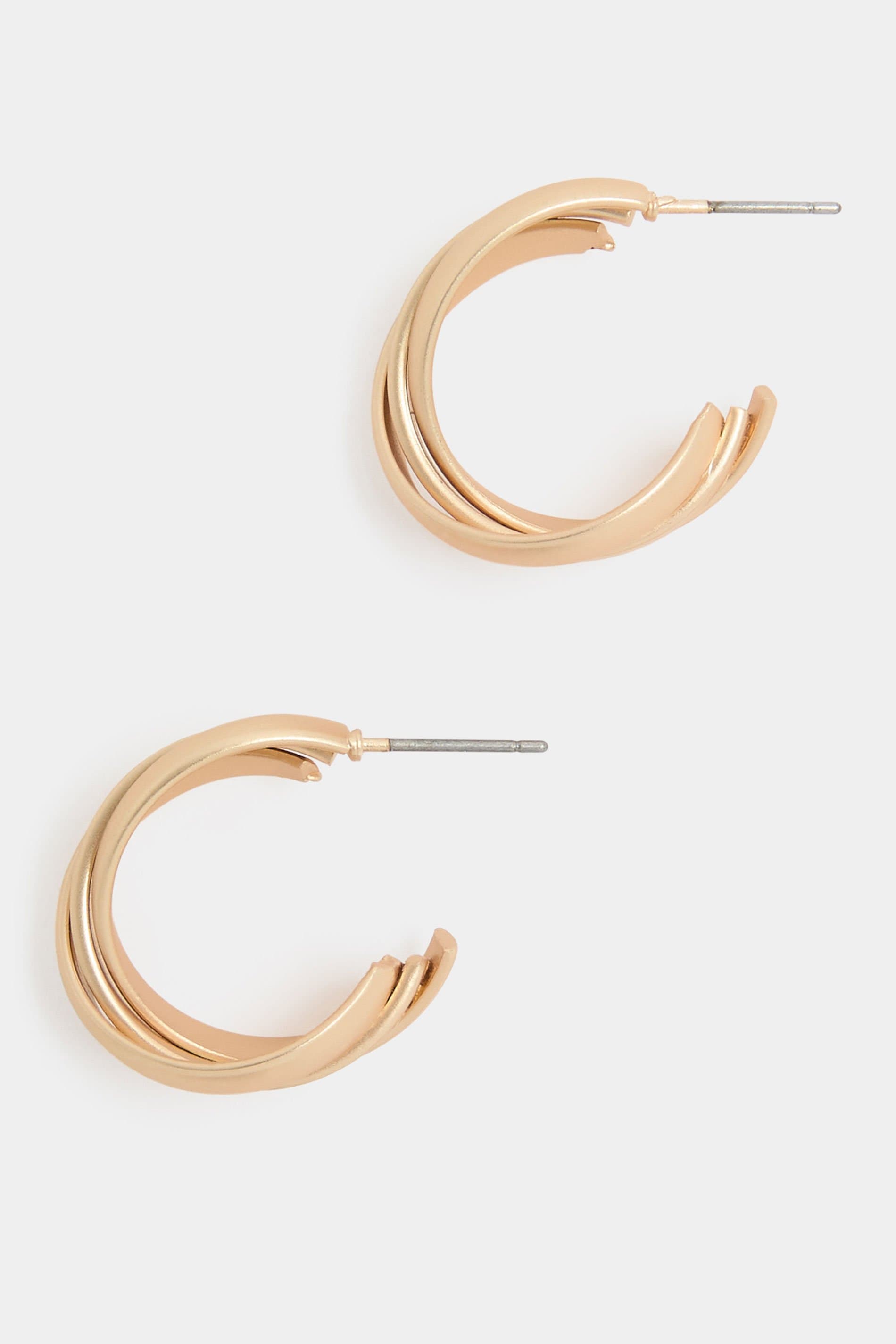 Yours Gold Tone Twisted Matte Hoop Earrings
