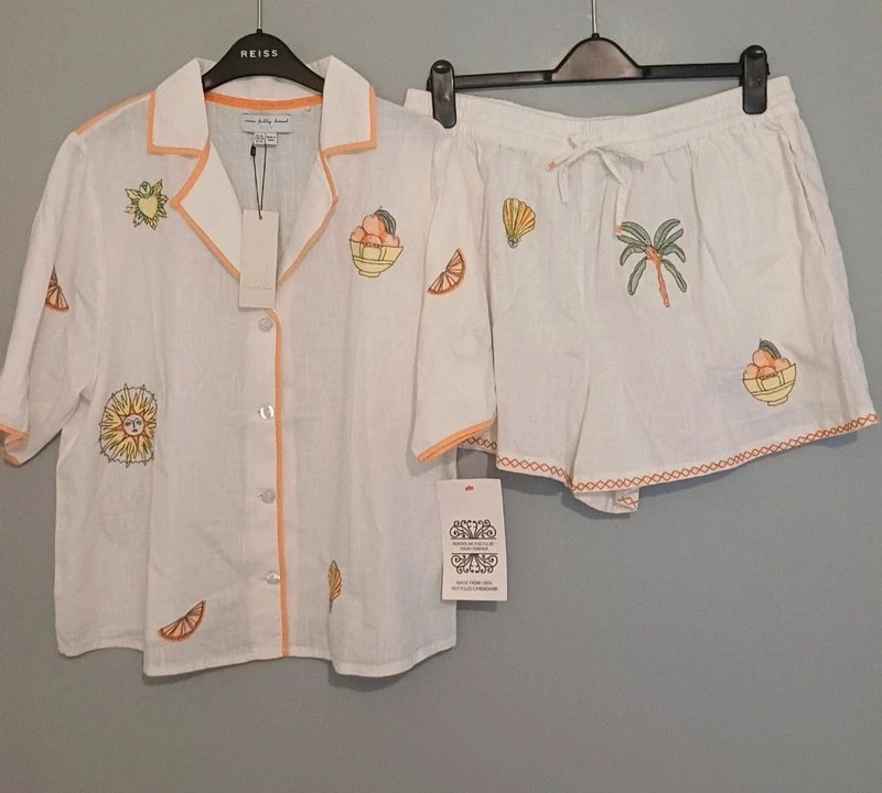 Never Fully Dressed Never Fully Dressed Embroidered Print Shirt & Shorts- size 20 - 1
