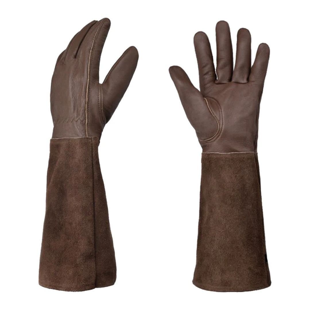 Havendro Havendro Men's M Long Tube Gardening Mitts Coffee Pruning Gloves Breathable in Brown