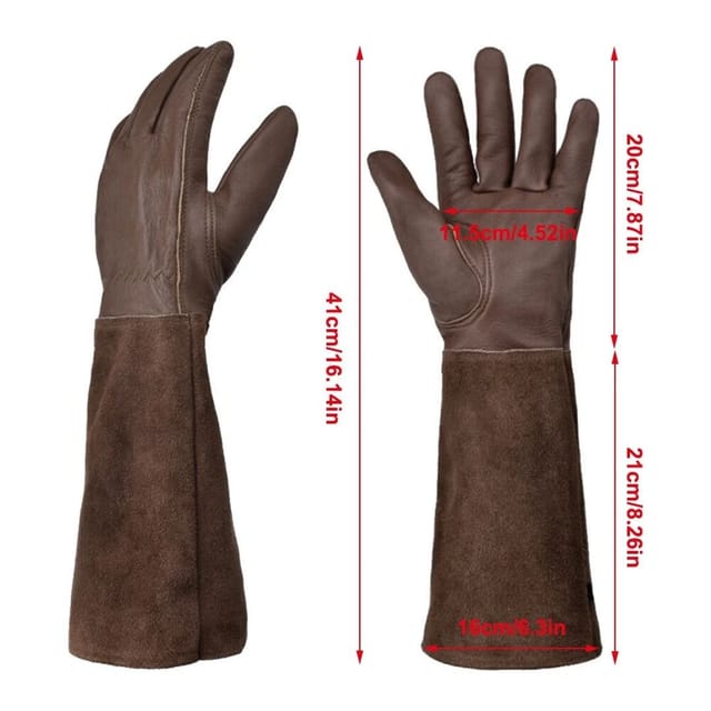 Havendro Havendro Men's M Long Tube Gardening Mitts Coffee Pruning Gloves Breathable in Brown - 2