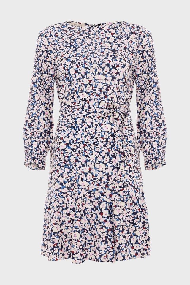 Hobbs London Hobbs London Women's Marta Boat Neck ruffle Hem Mini Dress in Pale Pink - 2
