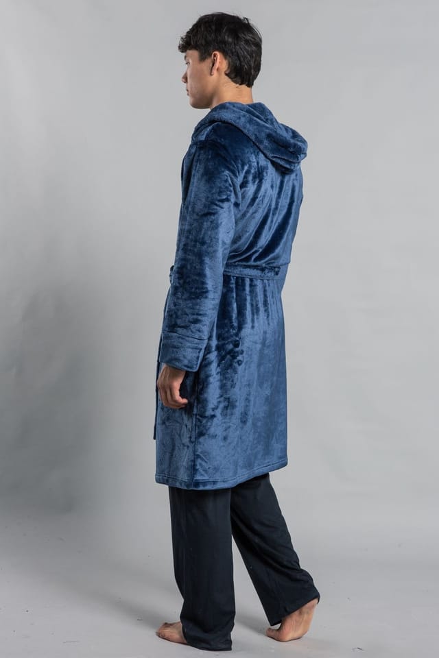 Tokyo Laundry Tokyo Laundry Men's Plush Dressing Gown with Hood in Blue - 2