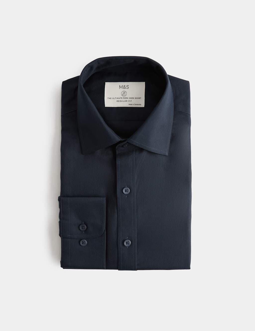 Marks & Spencer M&S Regular Fit Ultimate Non Iron Cotton Shirt Dark Navy