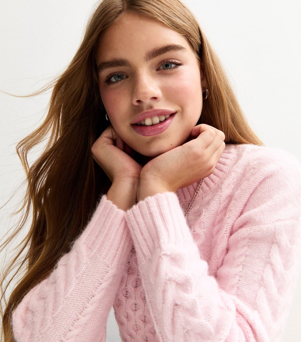 New Look Girls' Pink Cable Knit Jumper New Look