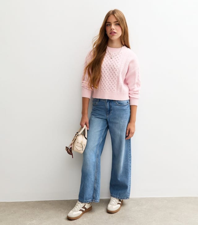 New Look Girls' Pink Cable Knit Jumper New Look - 3
