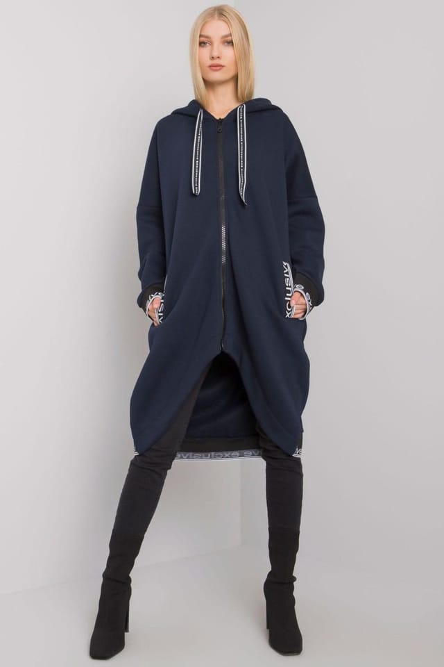 Love Lace Love Lace Women's Long Zip Hoodie Sweatshirt with Pockets in Blue - 2