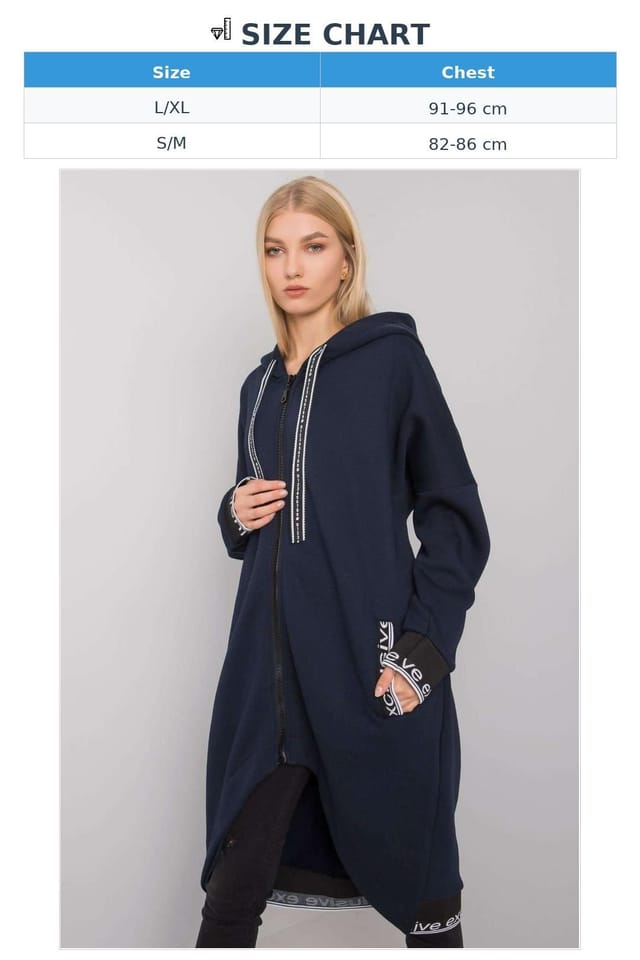 Love Lace Love Lace Women's Long Zip Hoodie Sweatshirt with Pockets in Blue - 3