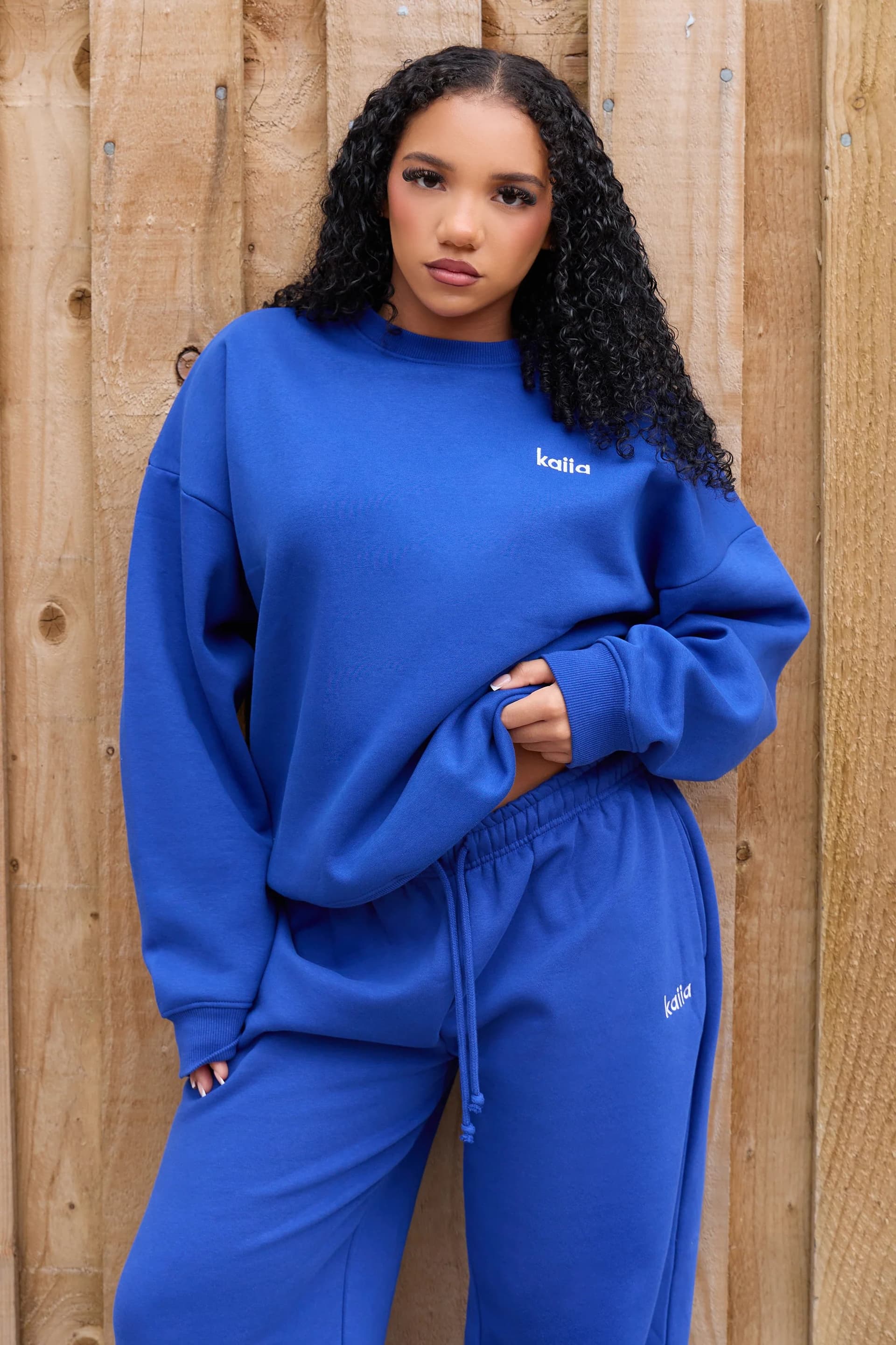 Kaiia Kaiia Logo Oversized Sweatshirt Deep Cobalt