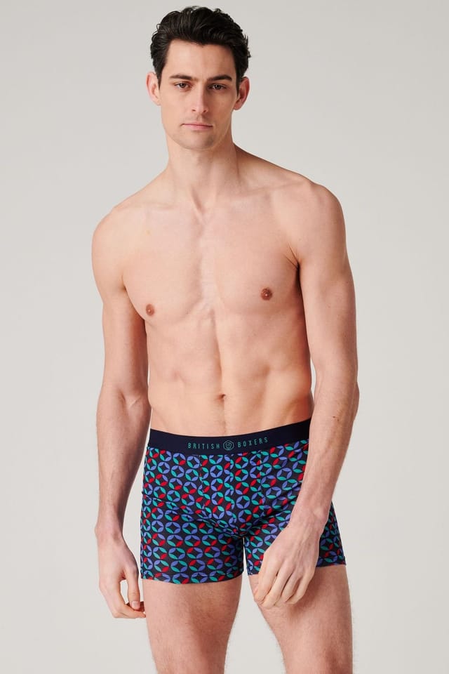 British Boxers British Boxers Men's Pack of Four "Minimalist Geometric" Bamboo Stetch Trunks - 3