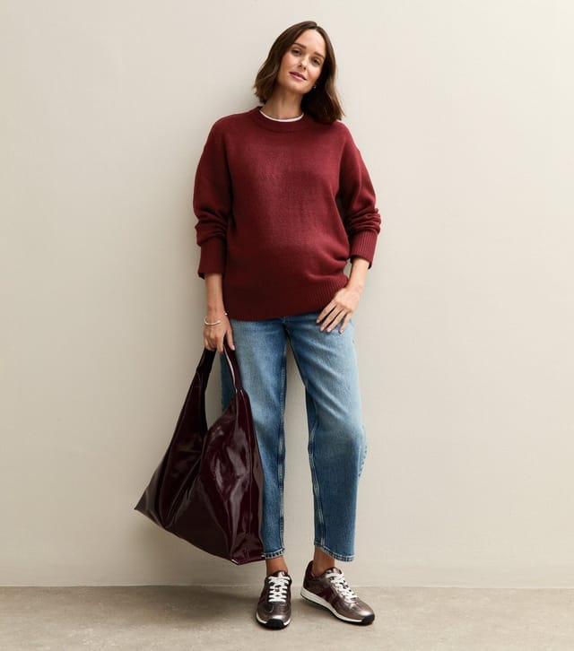 New Look Women's Maternity Burgundy Crew Neck Jumper New Look - 3