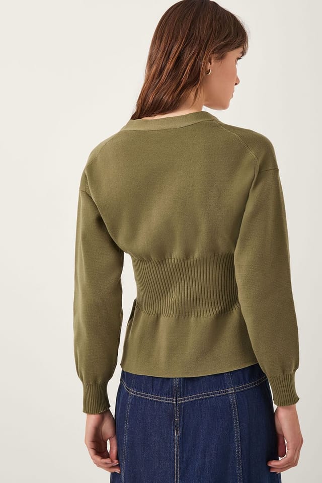 Monsoon Monsoon Women's Suzy Fitted V-Neck Cardigan Green - 2