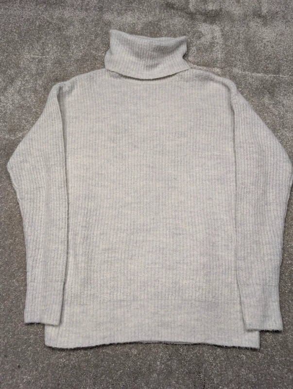 New Look Womens New Look Grey Marl Cowl Neck Long Chunky Knit Jumper Size S Oversized