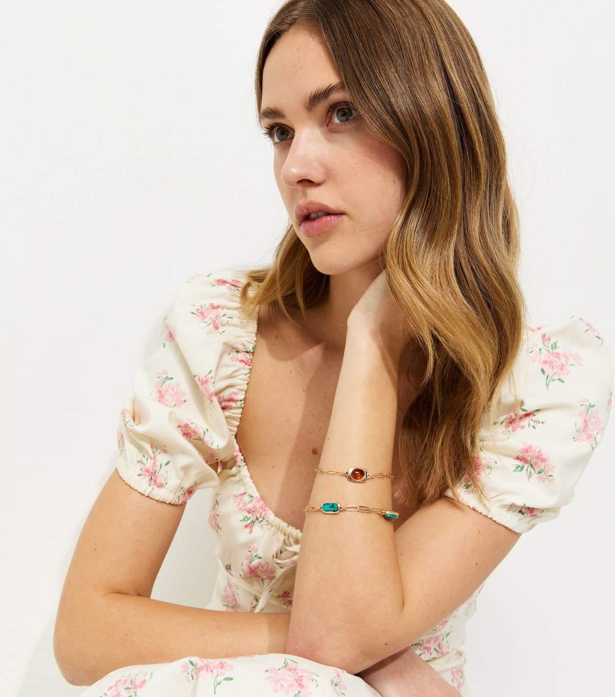 New Look New Look Gold Tone Faux-Stone Chain Bracelets