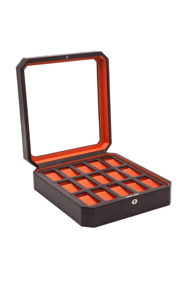 Wolf WOLF Men's Windsor 15 Piece Watch Box in Brown - 3