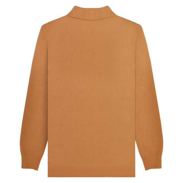 Lambretta Lambretta Men's AW24 Vintage Panelled Long-Sleeved Polo Shirt in Light Brown - 2