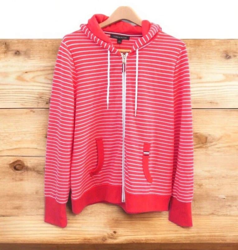Tommy Hilfiger Tommy Hilfiger stunning coral stripes sweatshirt hoodie size S