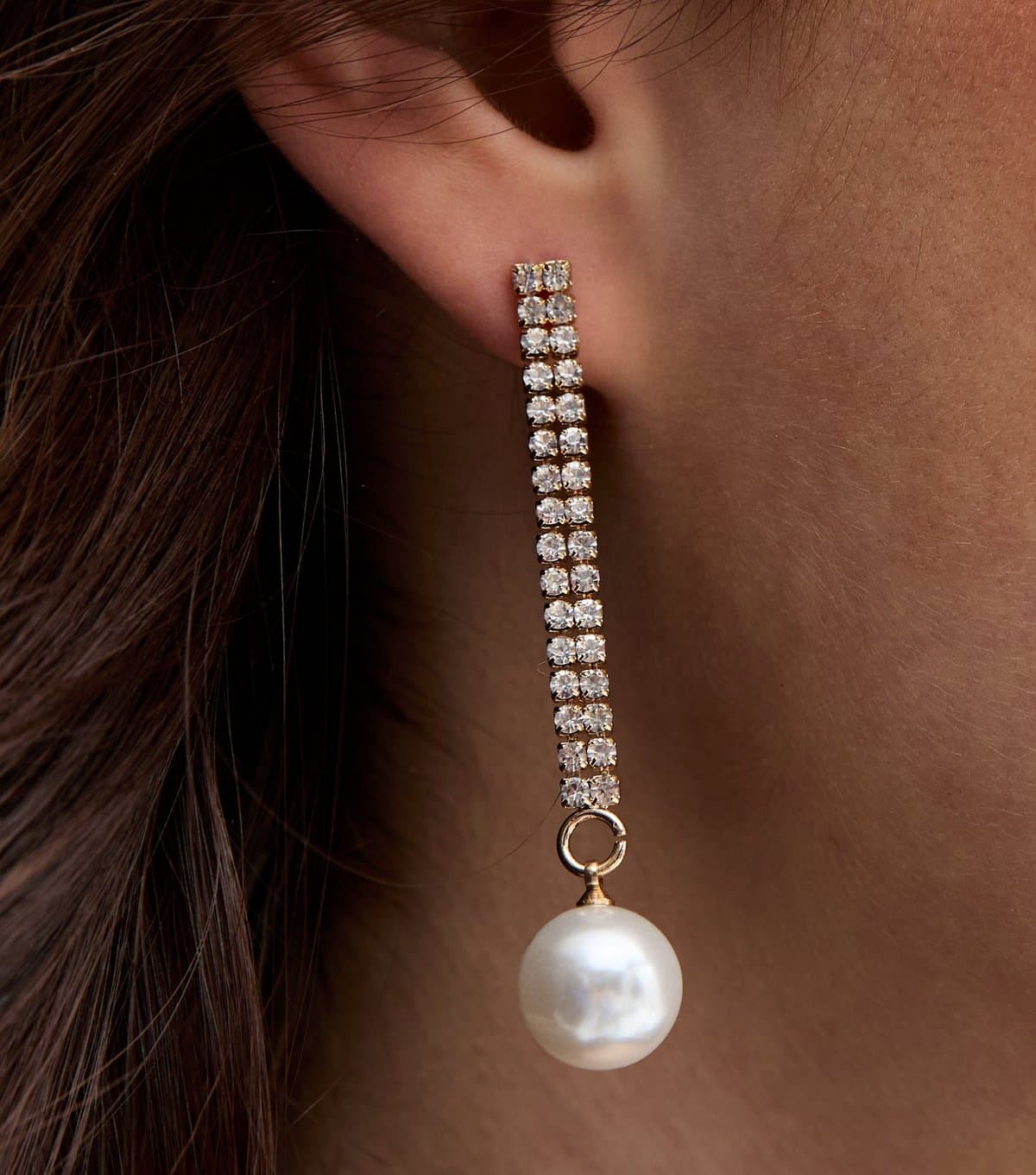 New Look Gold Tone Diamante Tassel Earrings New Look