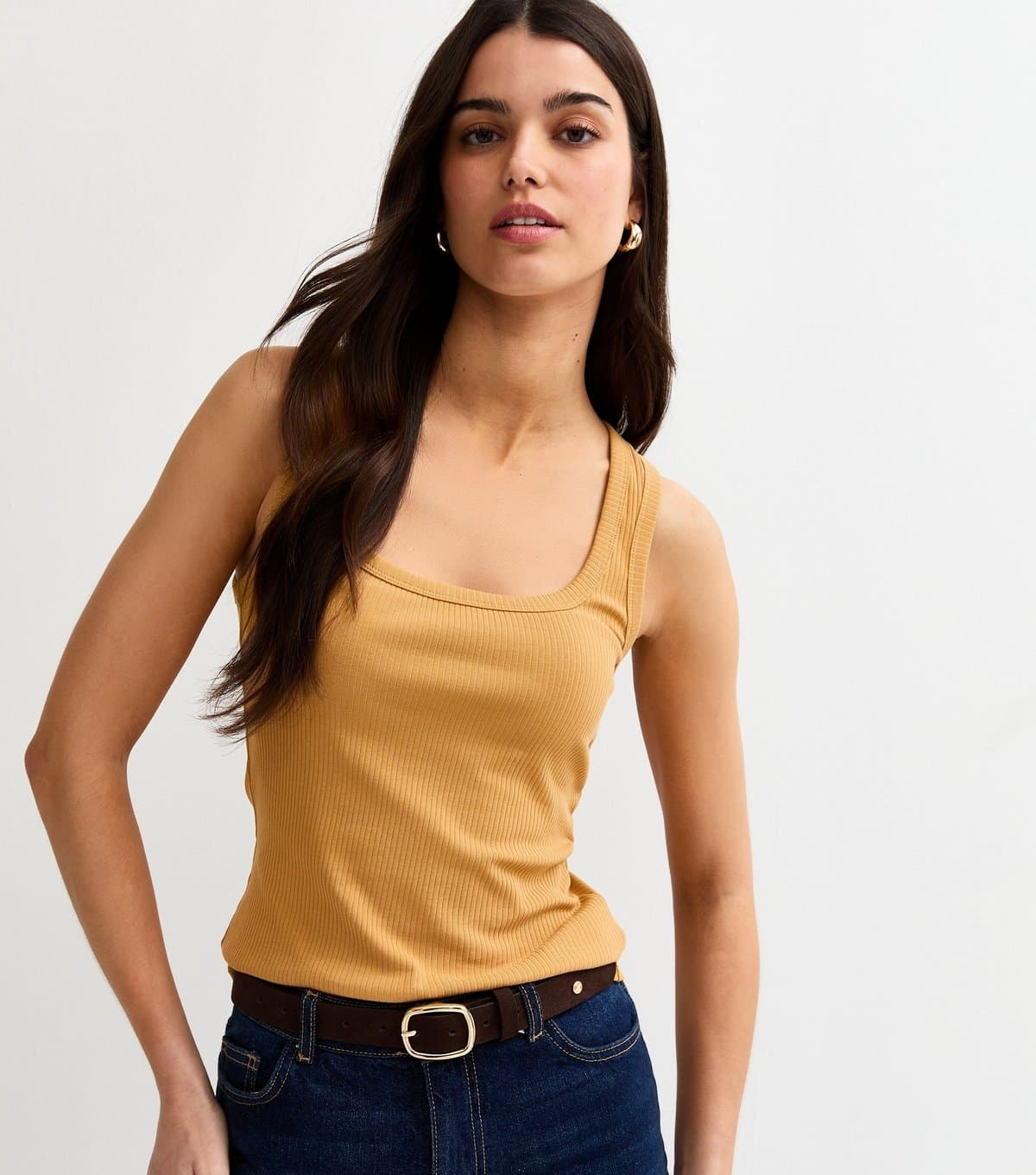 New Look Women's Dark Yellow Square Neck Vest New Look