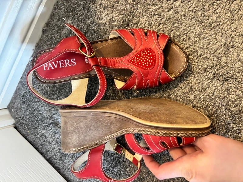Pavers Pavers Women’s Red Leather Sandals - Strawberry Design - UK 5 (EU 38)