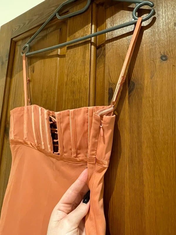 ASOS salmon pink corset maxi dress