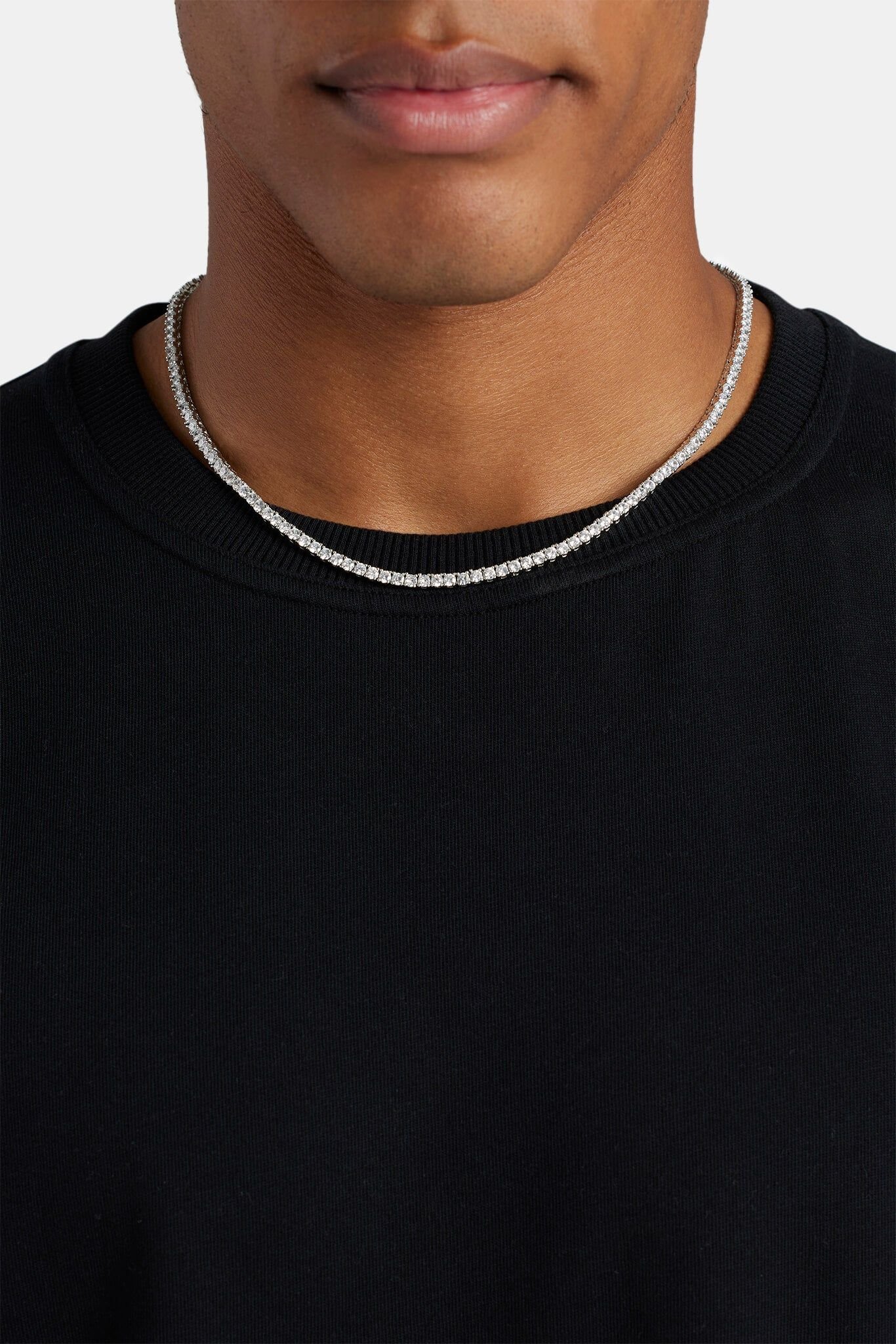 Cernucci Cernucci Men's 3mm Tennis Chain in Metallic Silver - 3