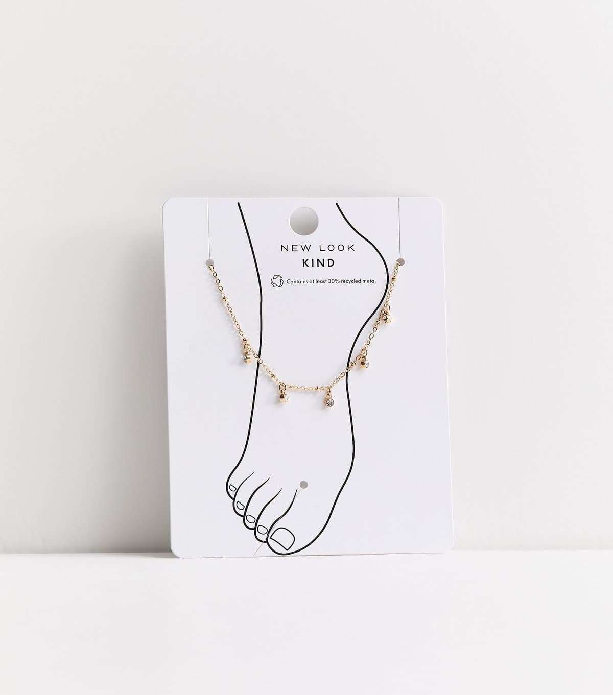 New Look New Look Gold Tone Diamanté Charm Anklet