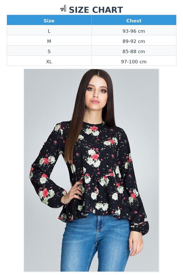 Love Lace Love Lace Women's Floral Loose Fit Blouse with Stand Collar Style 116244 in Black - 3
