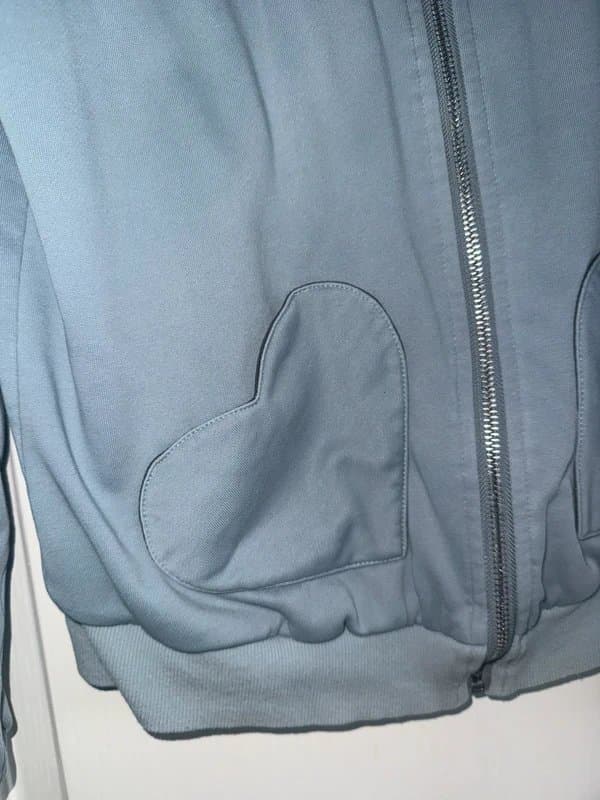 Never Fully Dressed Never Fully Dressed Blue Zip-Up Bomber Jacket with Heart Pockets