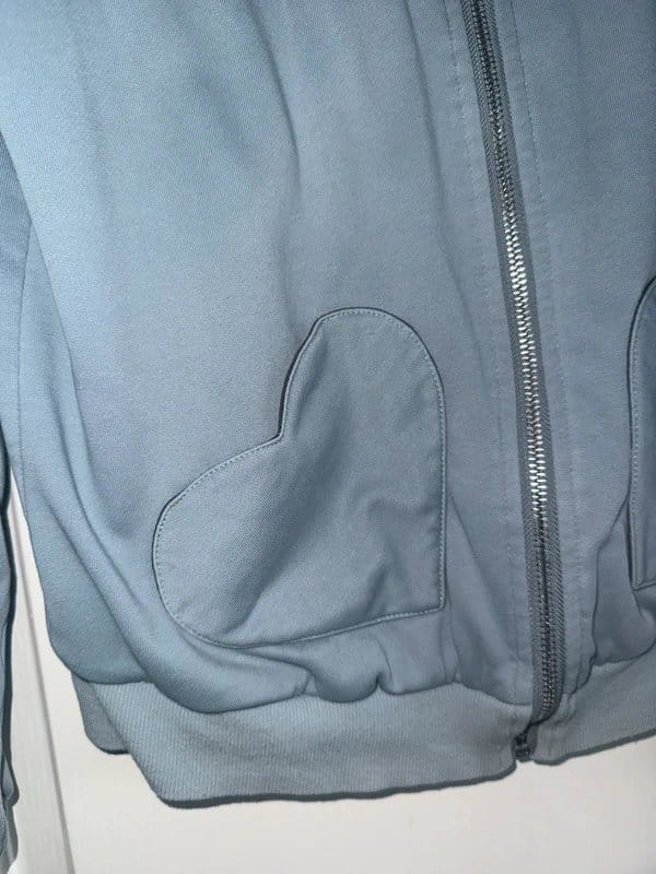 Never Fully Dressed Light Blue Bomber Jacket with Heart Pockets
